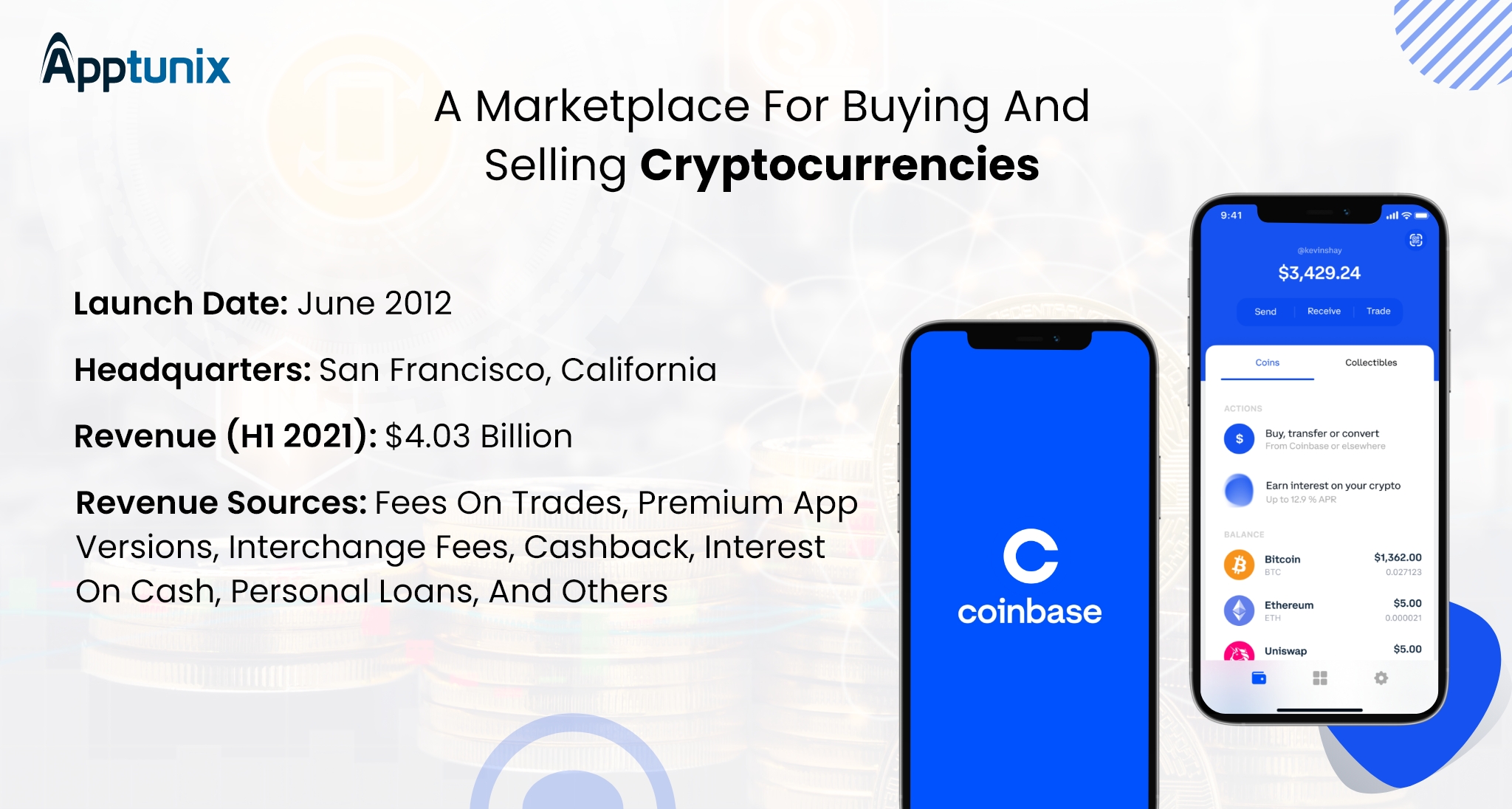 Coinbase one of the most popular fintech apps