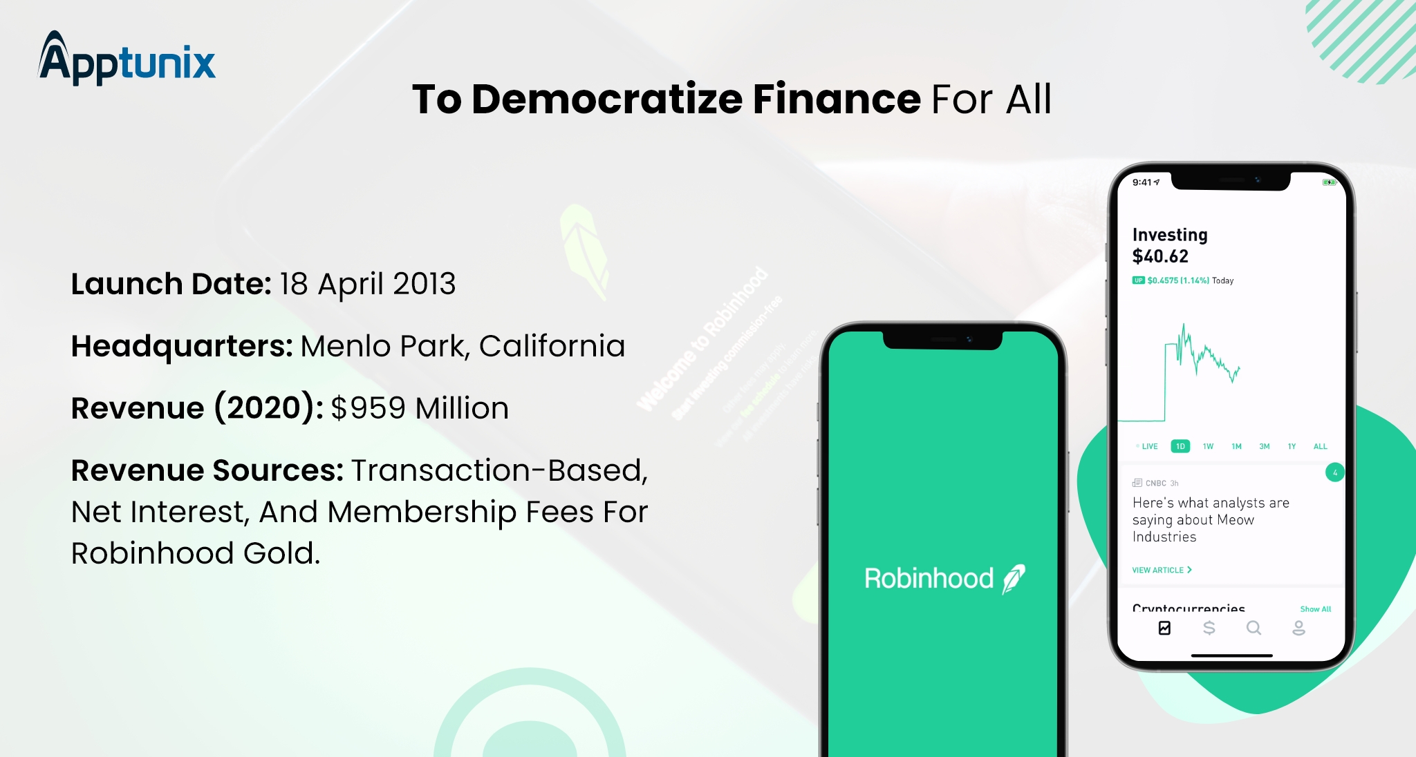 Robinhood fintech App - The Best Fintech App To Democratize Finance